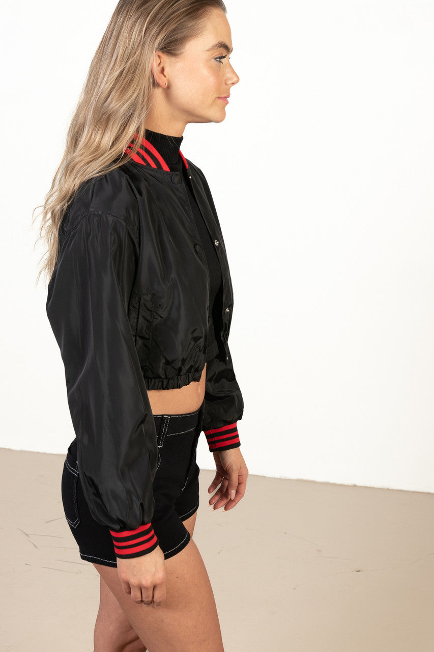 Black Silk Varsity Jacket