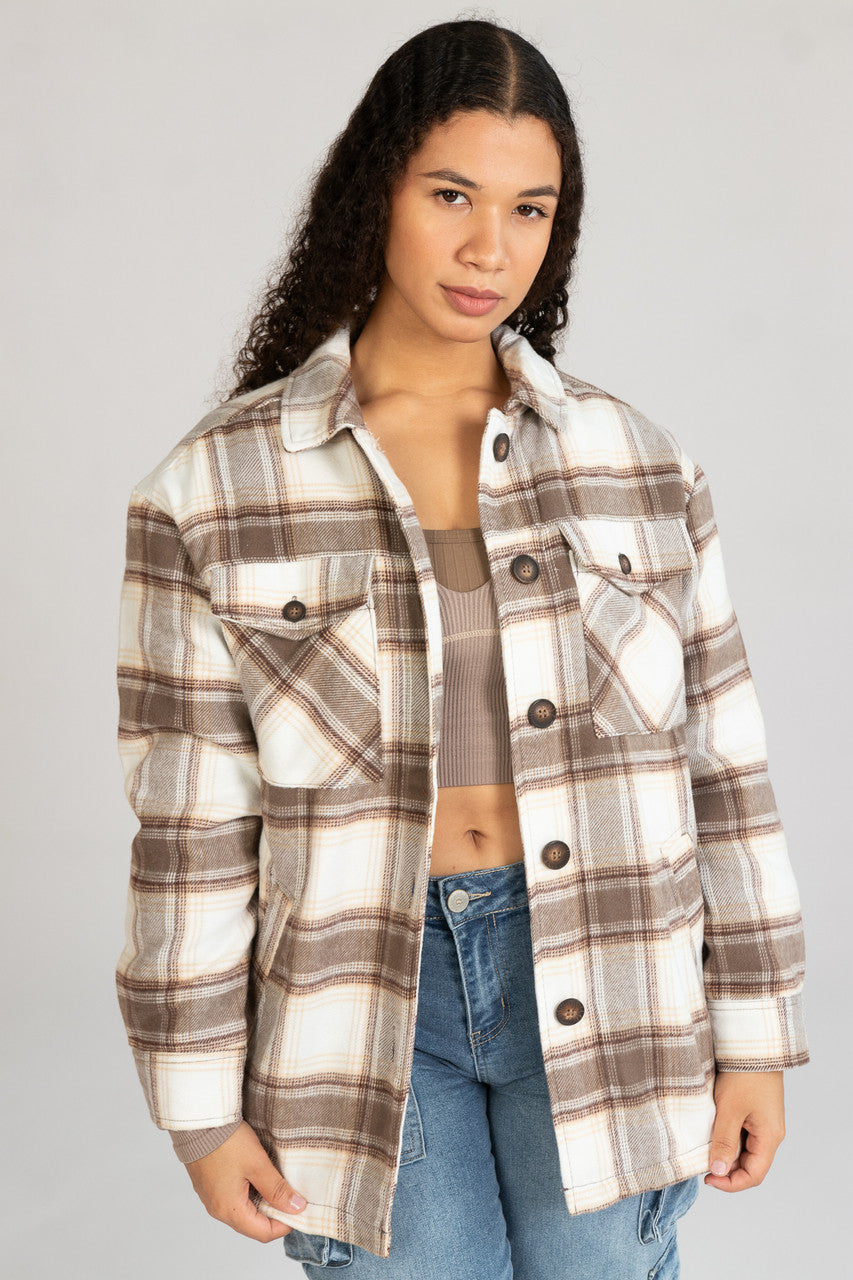 Cocoa Sherpa Lined Flannel Jacket