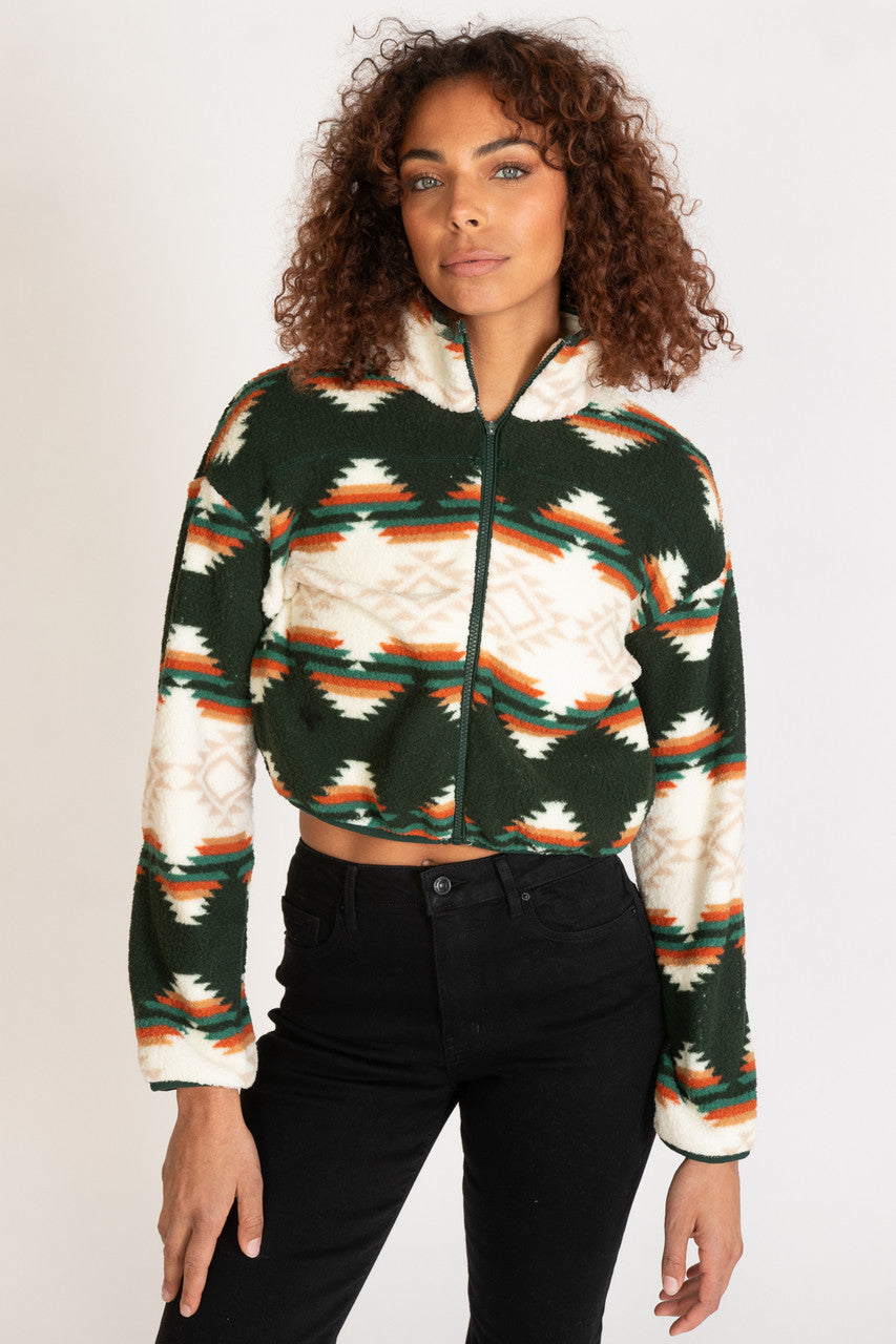 Geometric Print Sherpa Jacket