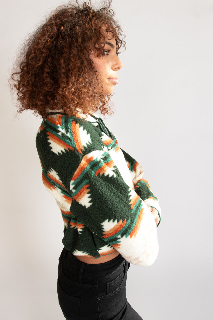 Geometric Print Sherpa Jacket