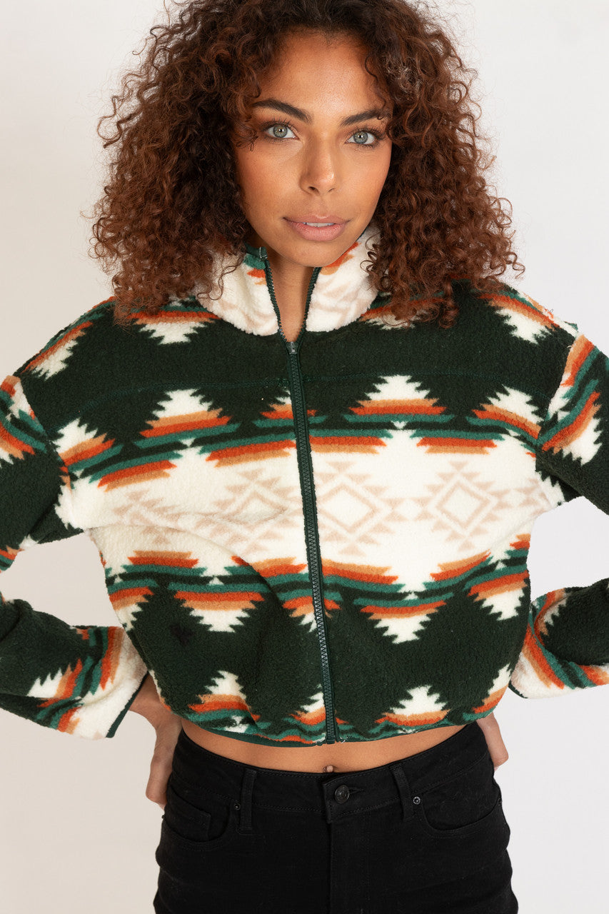 Geometric Print Sherpa Jacket