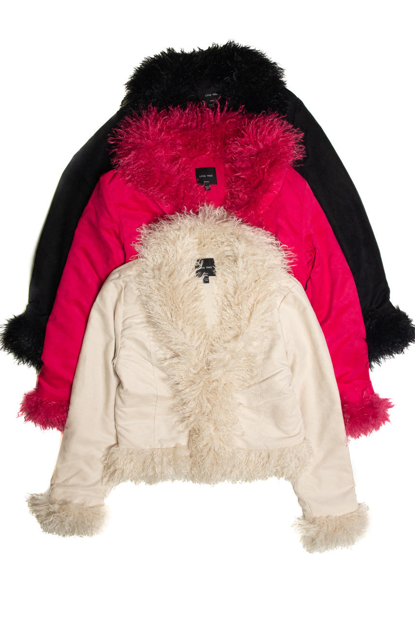 Fur Trim Suede Jacket