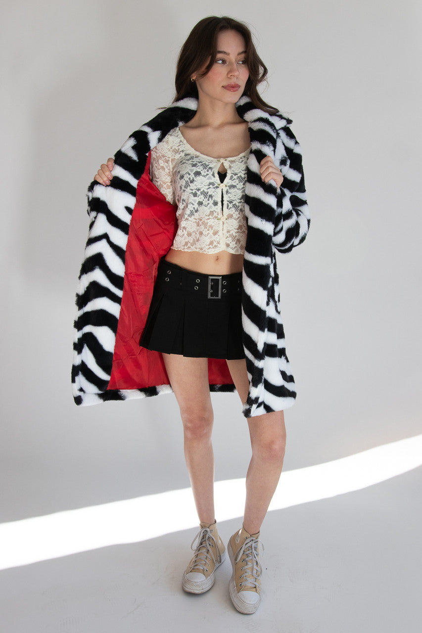 Faux Fur Knee Length Coat