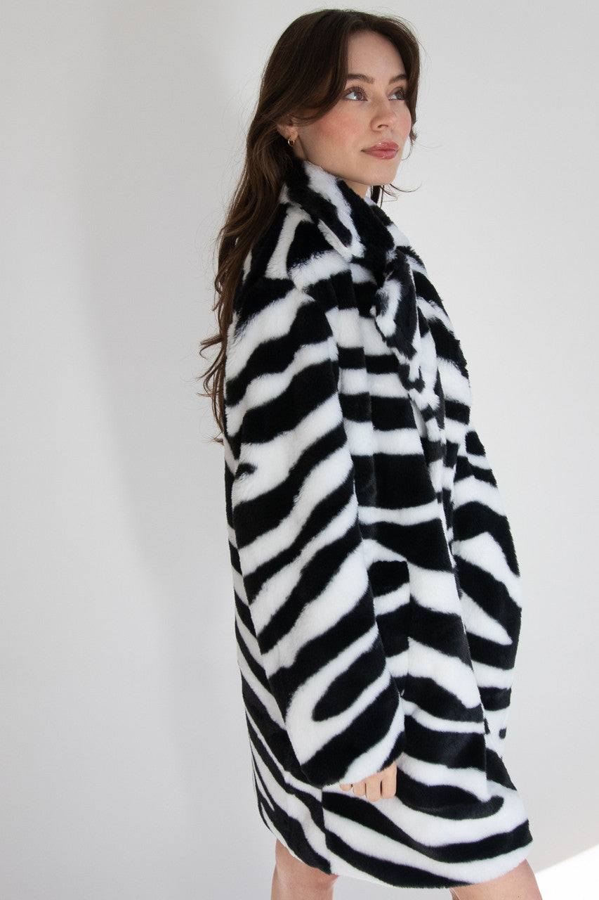 Faux Fur Knee Length Coat