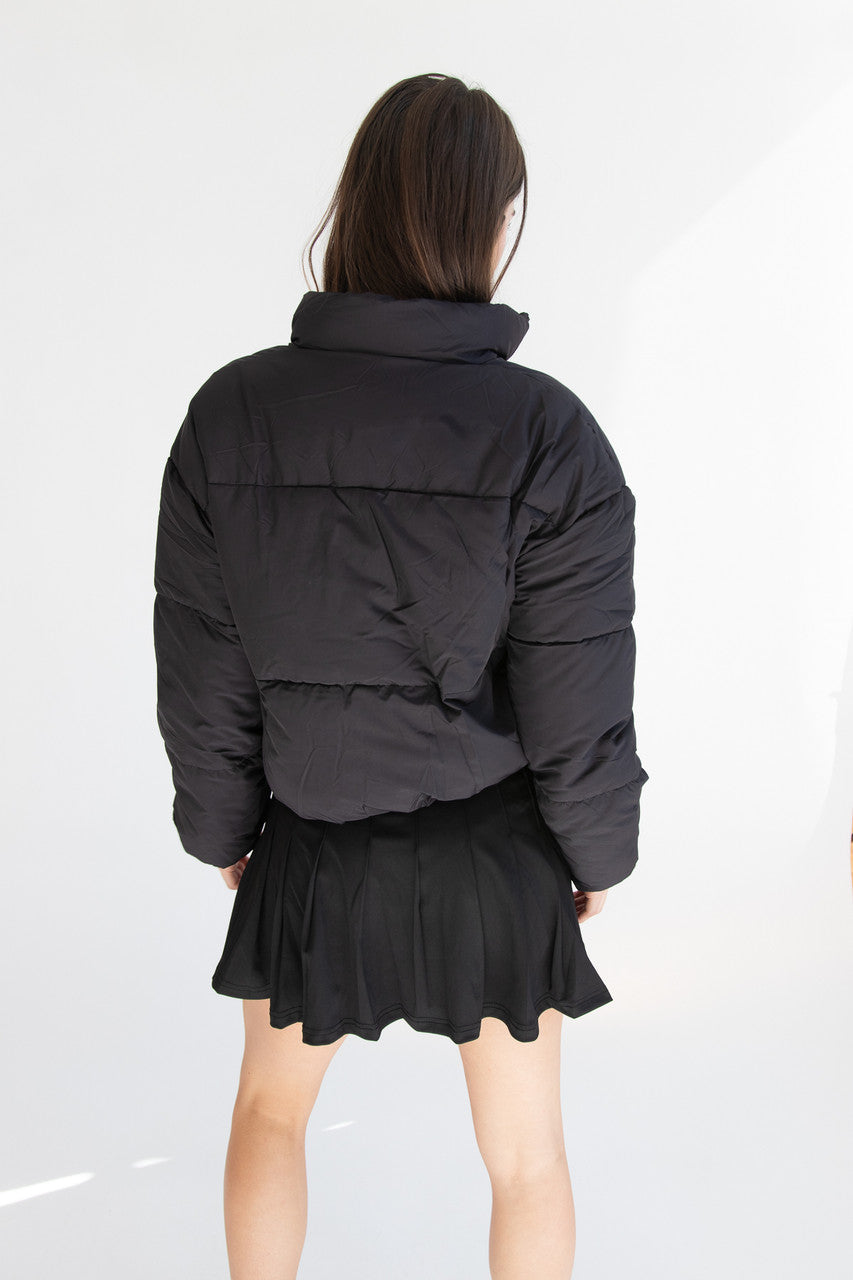 Stand Collar Cropped Puffer Jacket