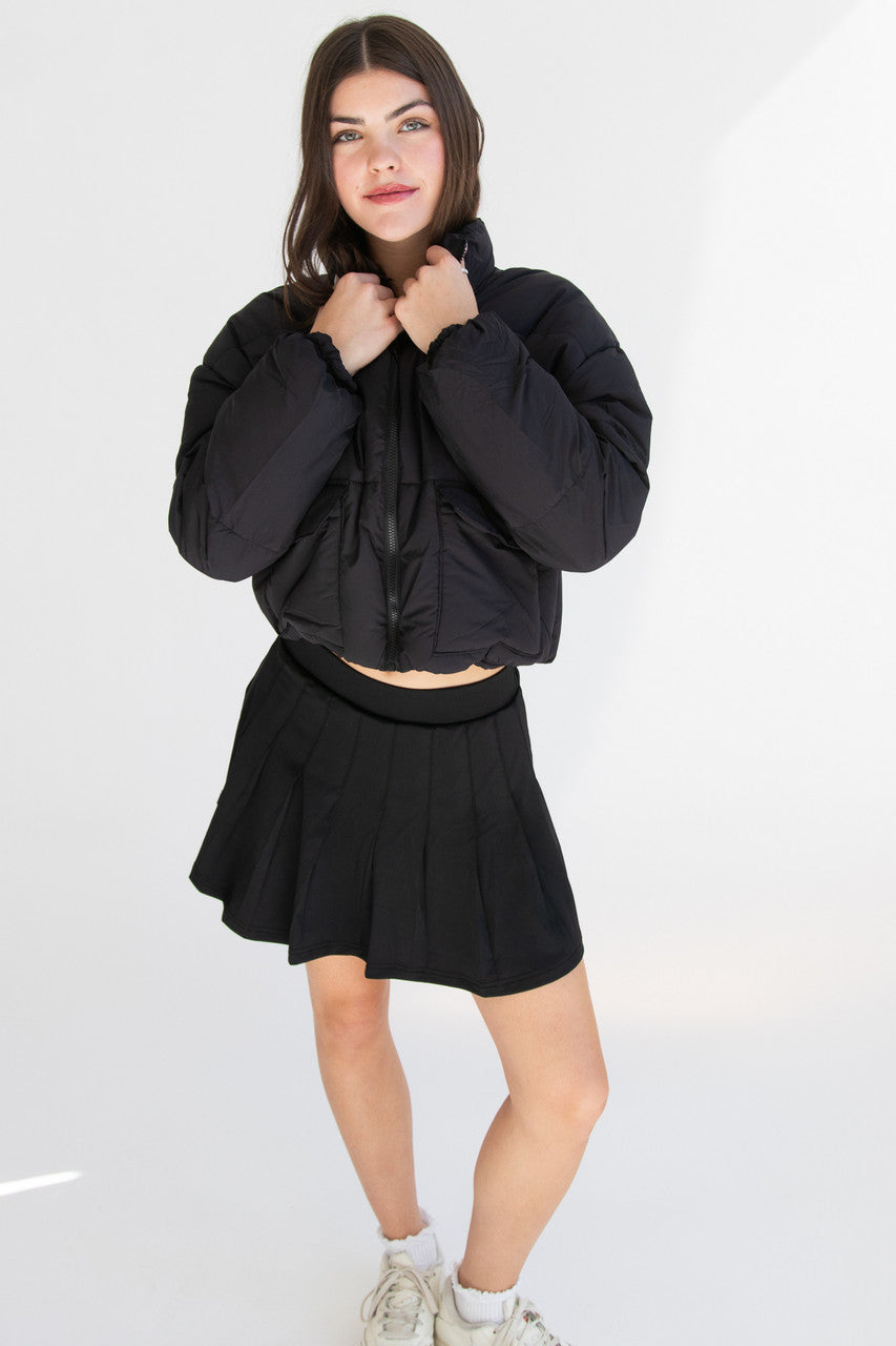 Stand Collar Cropped Puffer Jacket