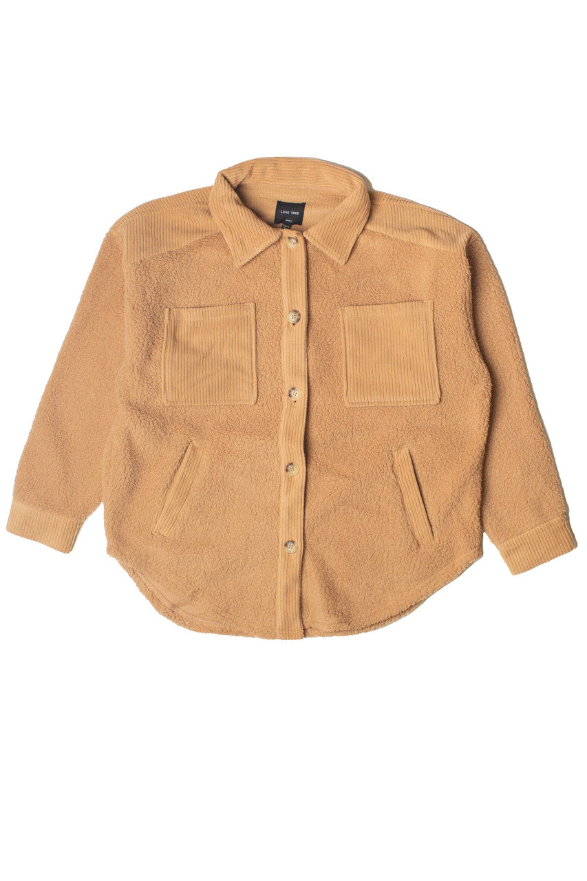 Camel Corduroy Trim Sherpa Jacket