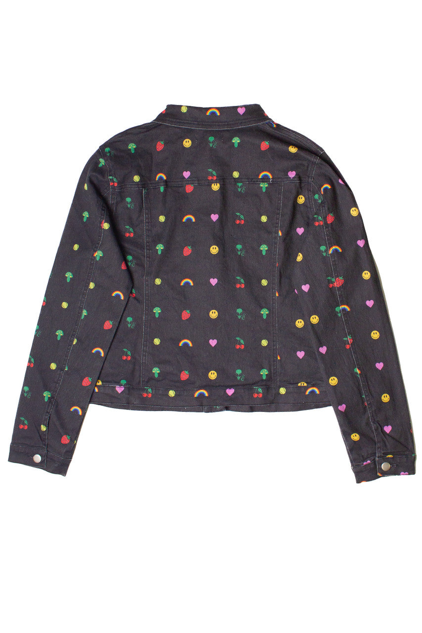 Nostalgic Sticker Print Denim Jacket