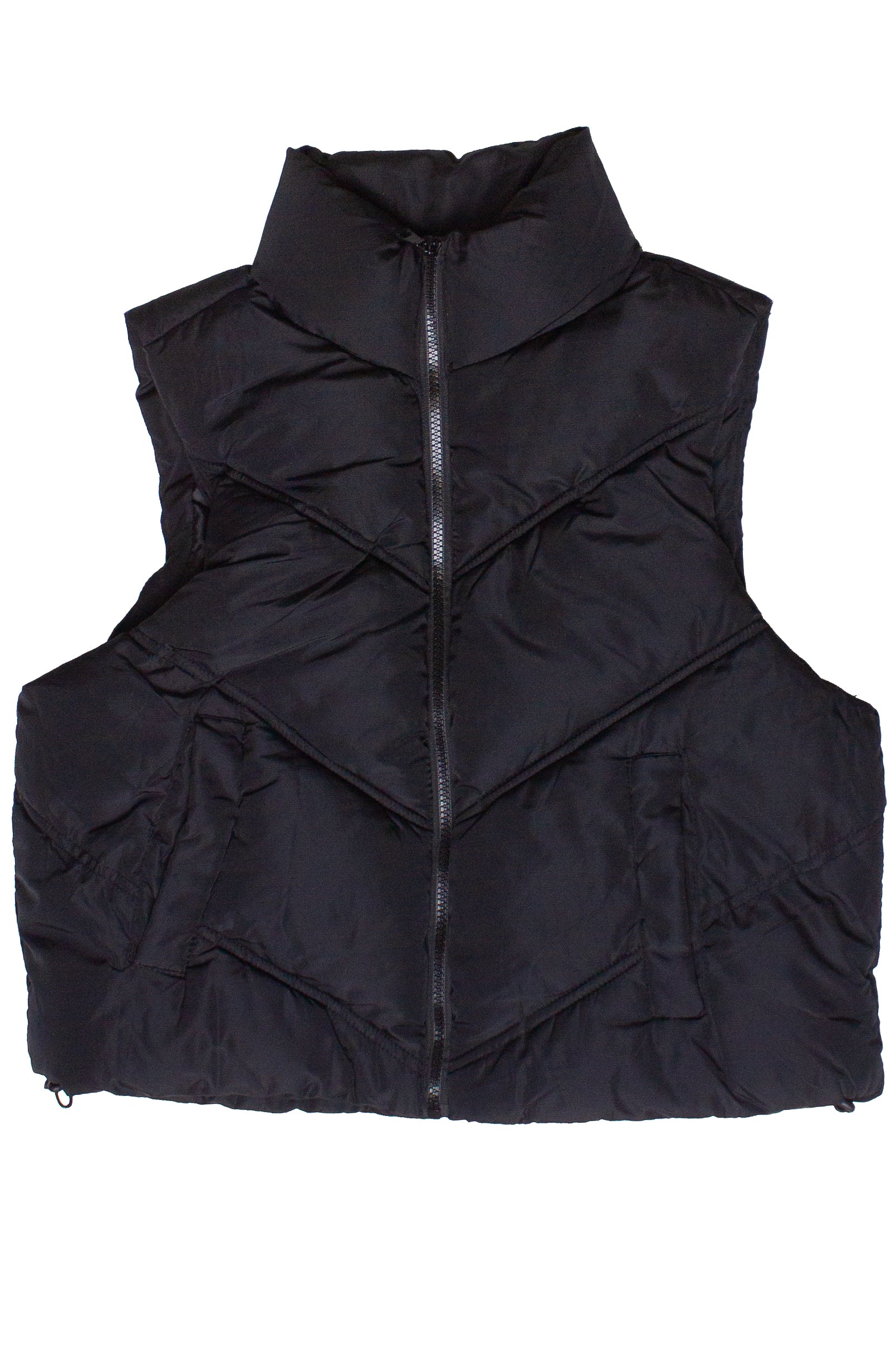 Chevron Puffer Vest - Black