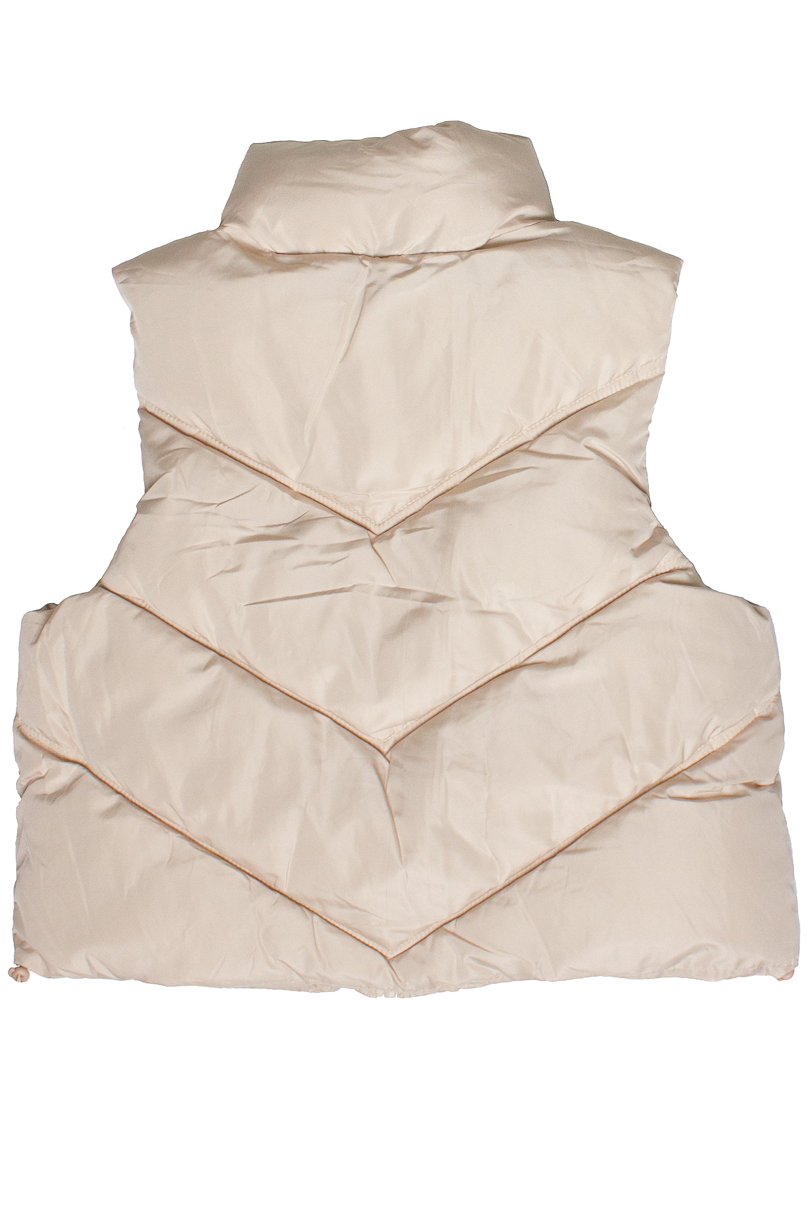 Chevron Puffer Vest - Beige