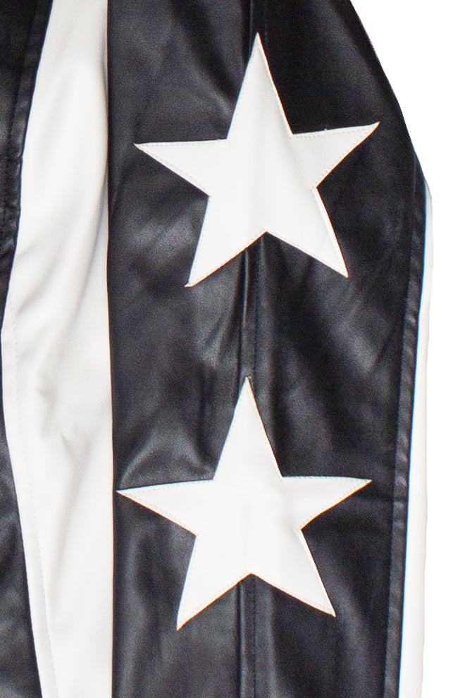 Pleather Stars Moto Jacket - Black