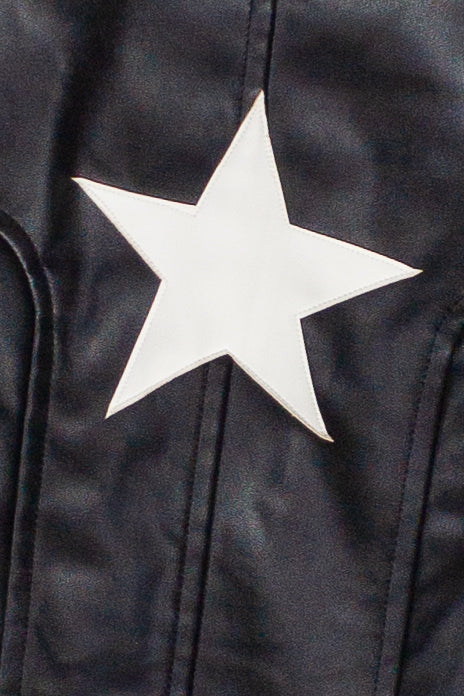 Pleather Stars Moto Jacket - Black