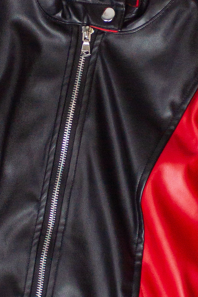 Pleather Stars Moto Jacket - Red