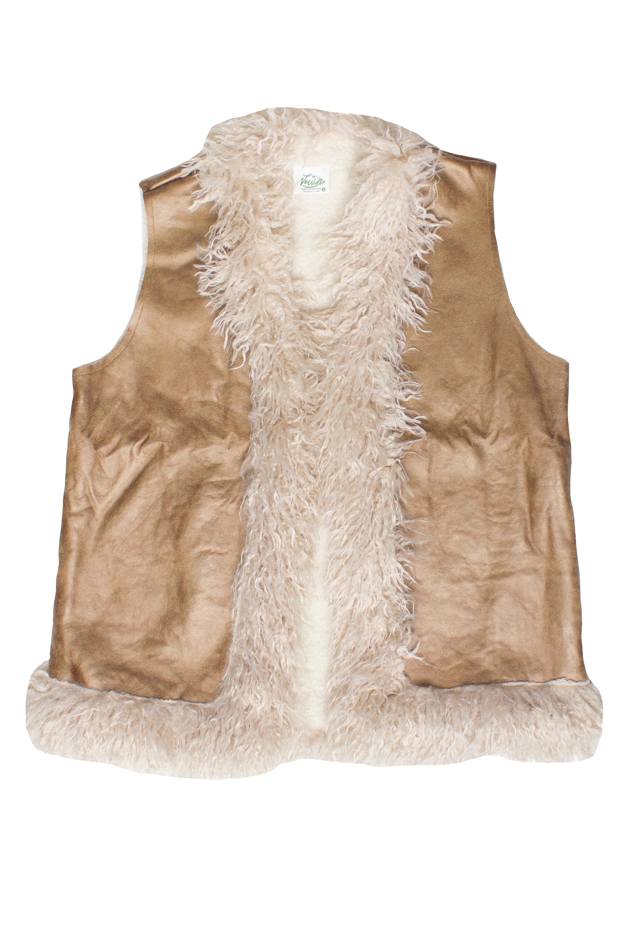 Faux Suede & Faux Fur Trim Vest