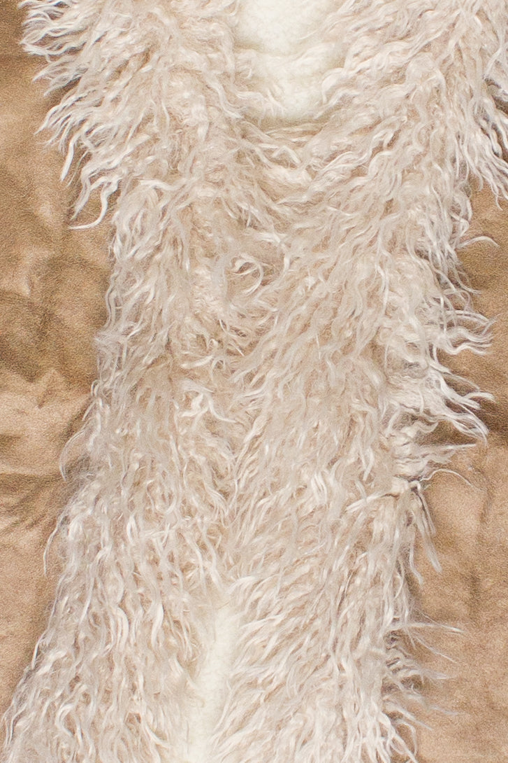 Faux Suede & Faux Fur Trim Vest