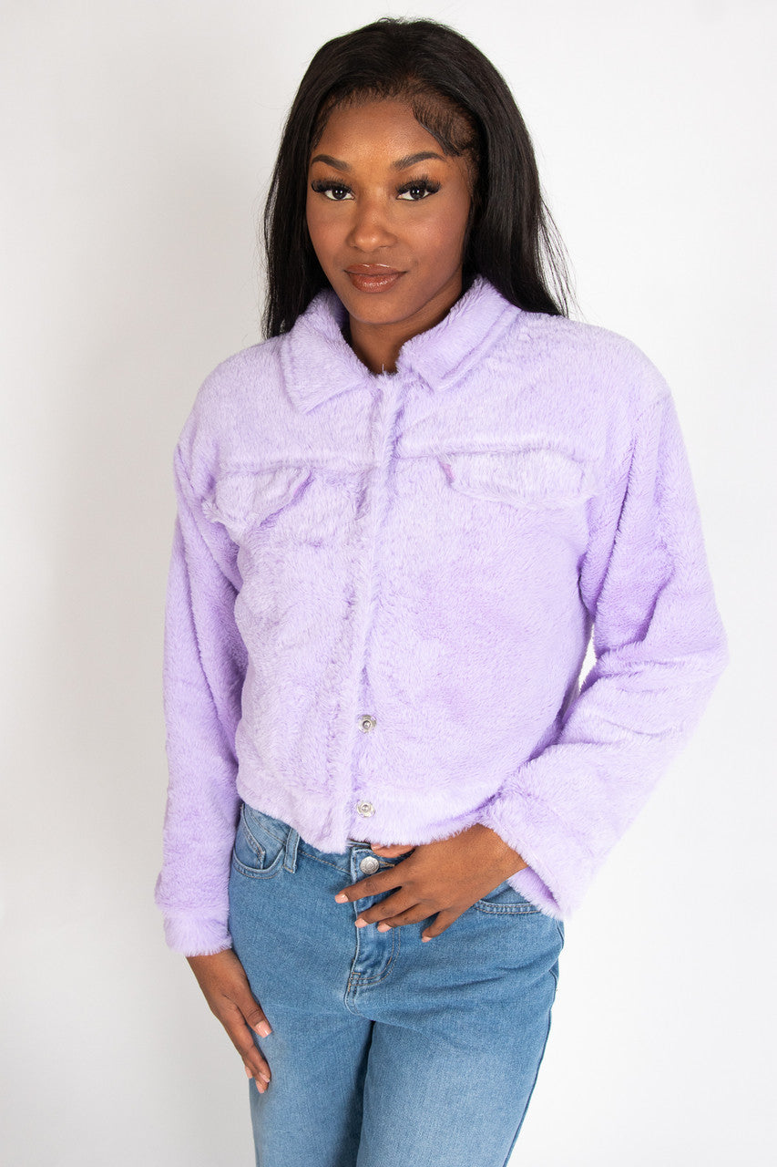 Cropped Faux Fur Shacket