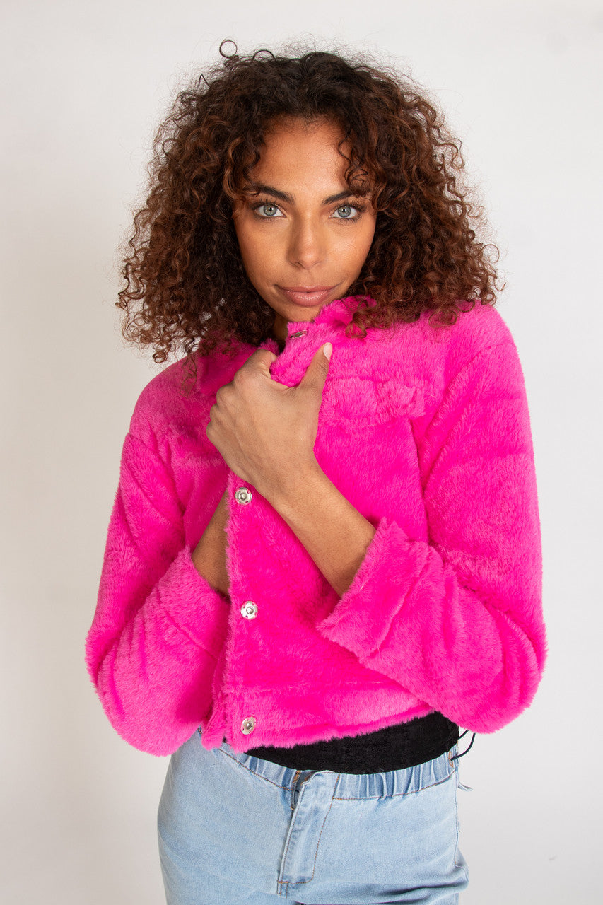 Cropped Faux Fur Shacket