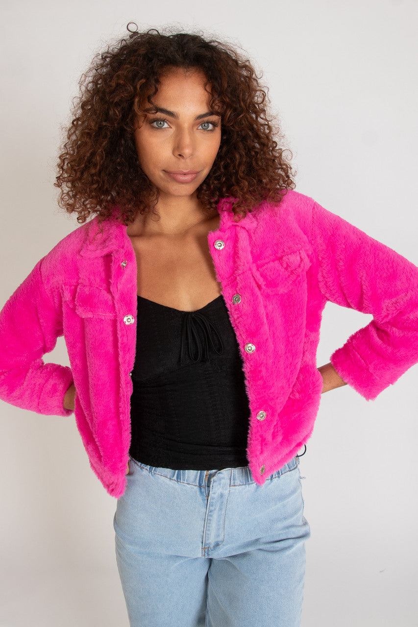 Cropped Faux Fur Shacket