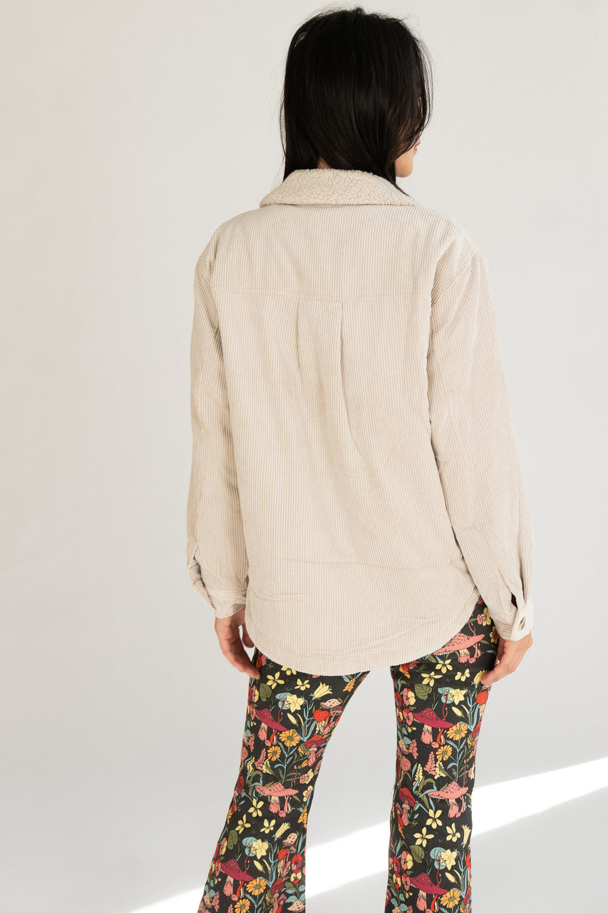 Sherpa Trim Corduroy Shacket