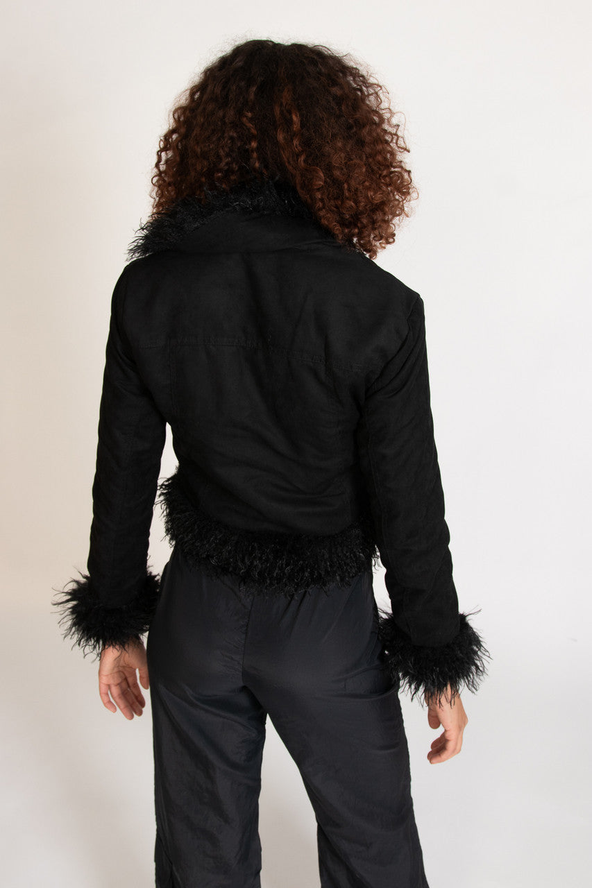 Fur Trim Suede Jacket