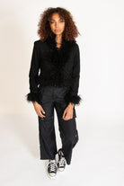 Fur Trim Suede Jacket