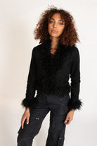 Fur Trim Suede Jacket