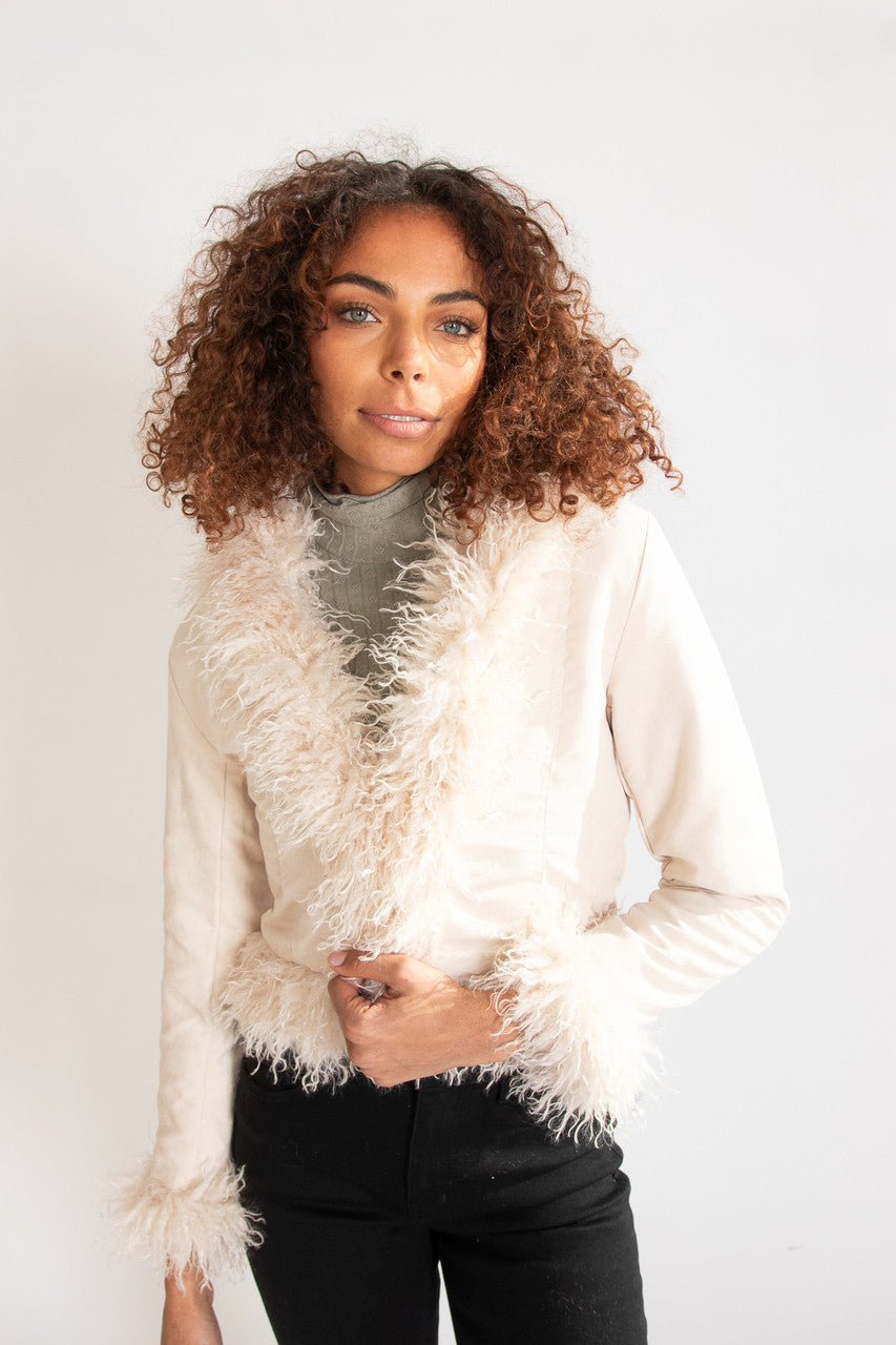 Fur Trim Suede Jacket