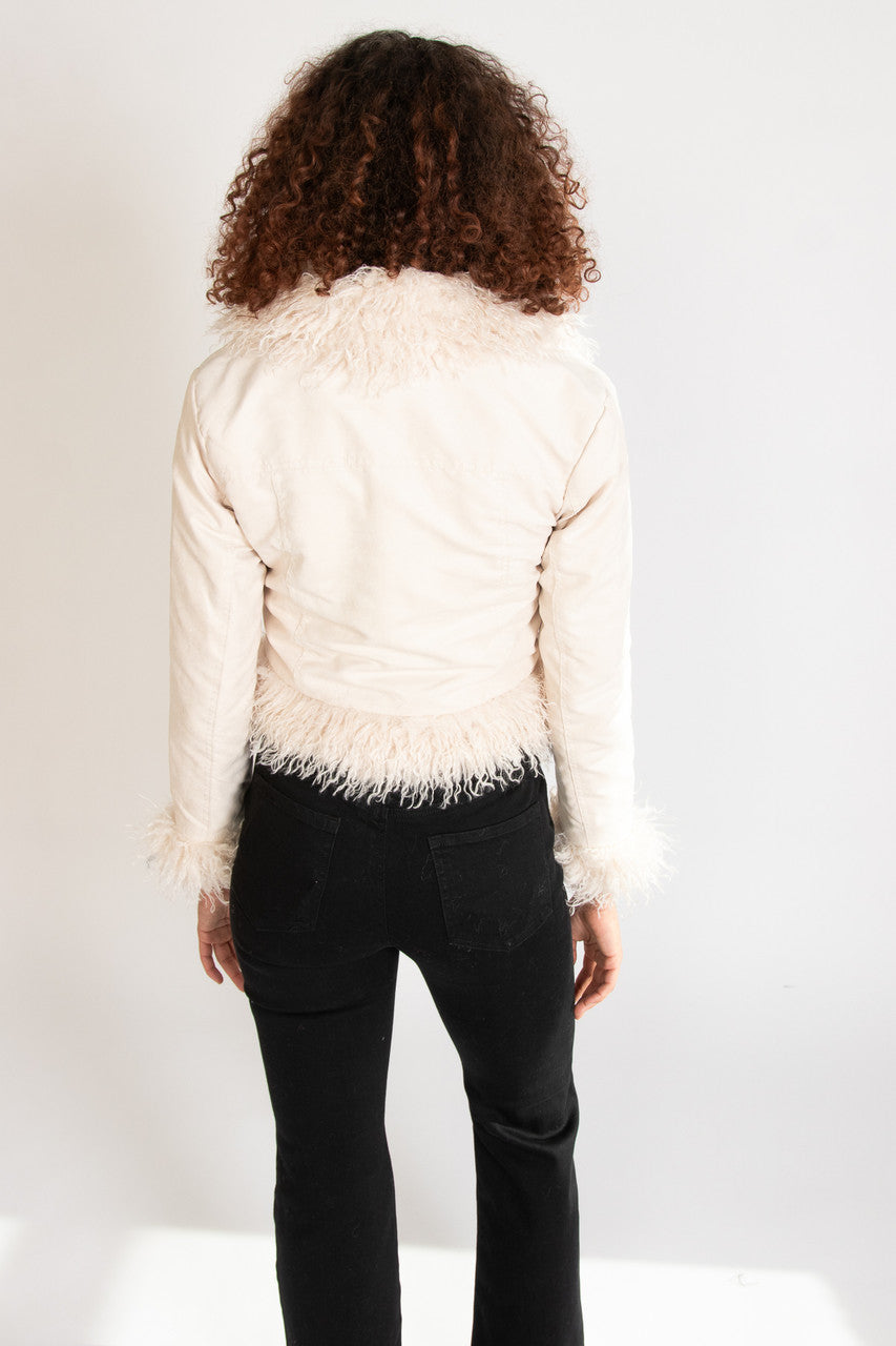 Fur Trim Suede Jacket