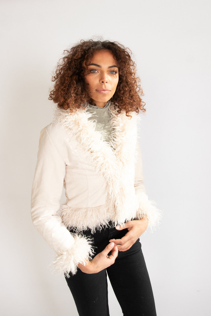 Fur Trim Suede Jacket