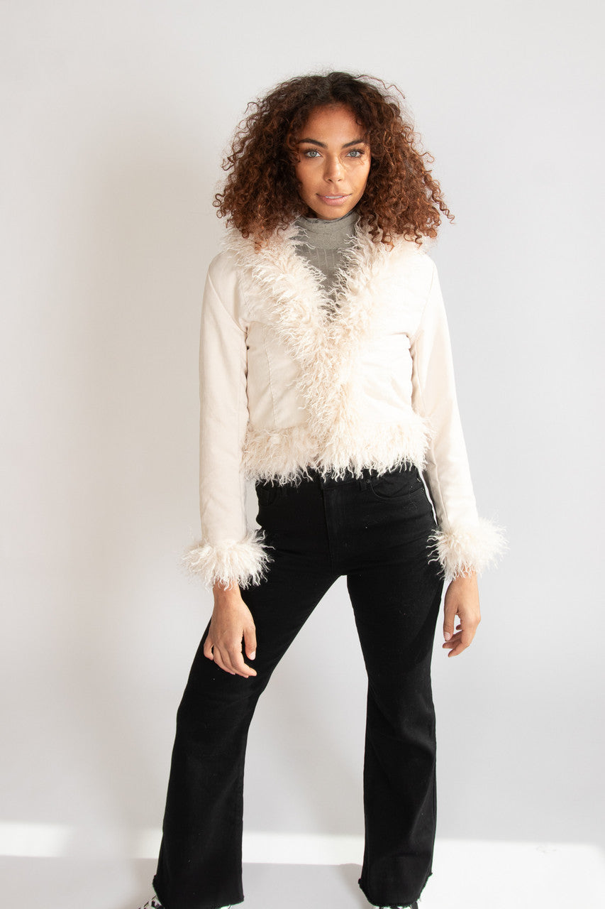 Fur Trim Suede Jacket