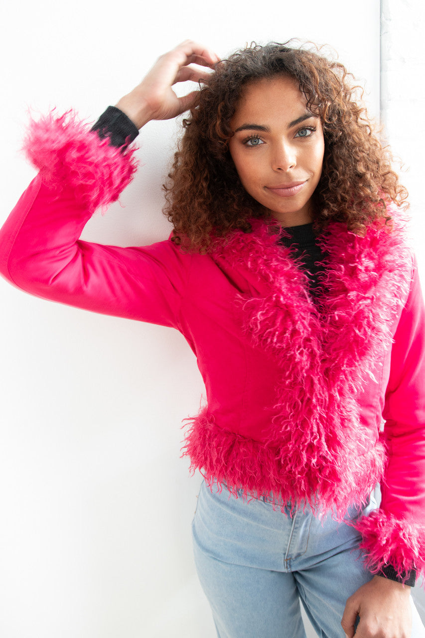 Fur Trim Suede Jacket