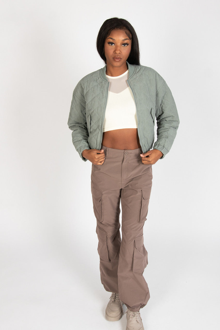 Quilted Corduroy Bomber Jacket