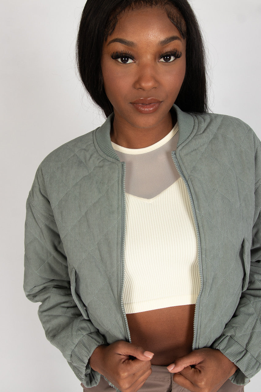 Quilted Corduroy Bomber Jacket