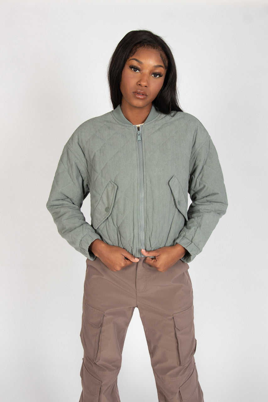 Quilted Corduroy Bomber Jacket