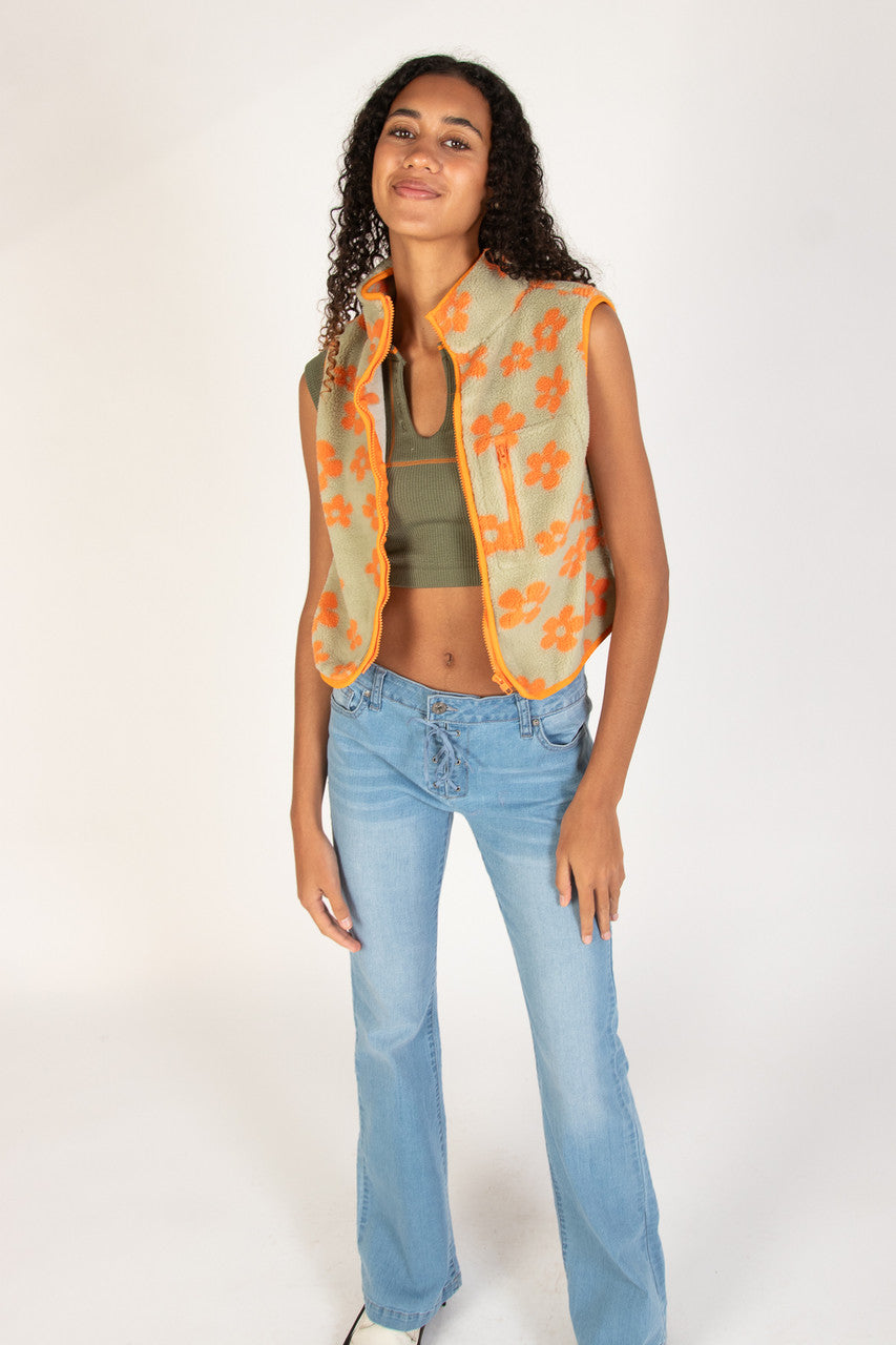Daisy Fleece Zip Up Vest