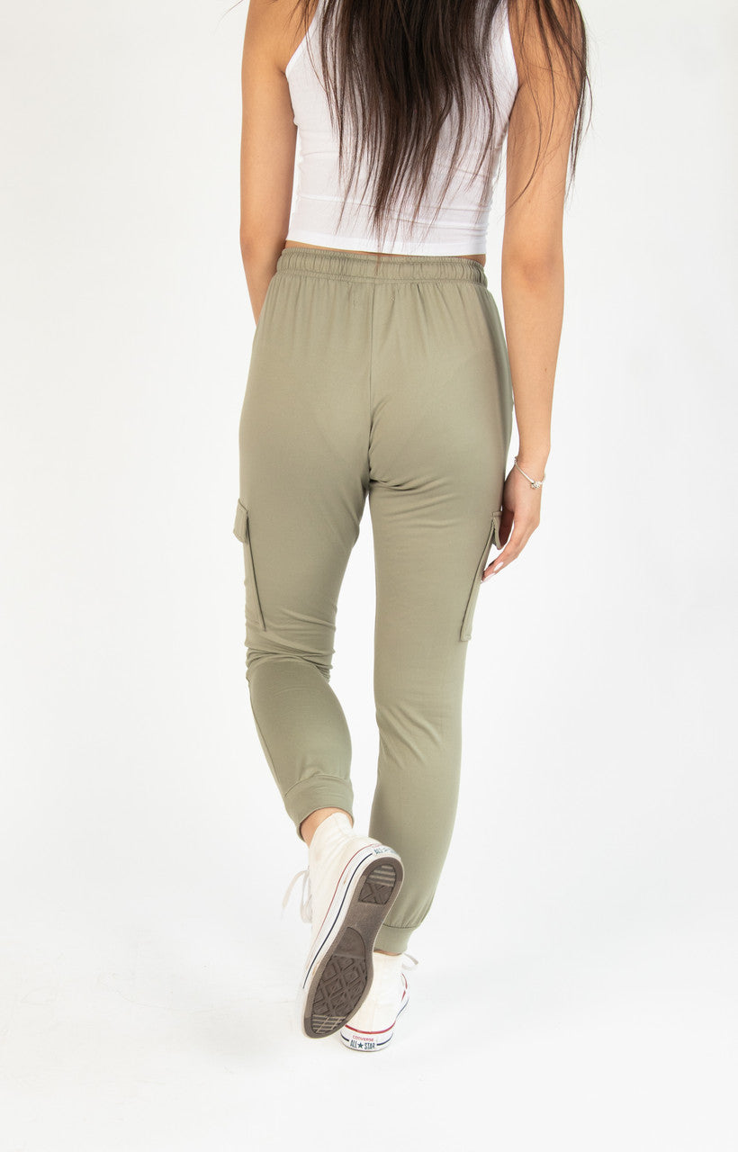 Army Green Cargo Pocket Lined Joggers