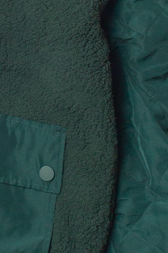 Quilted Sleeve Sherpa Jacket