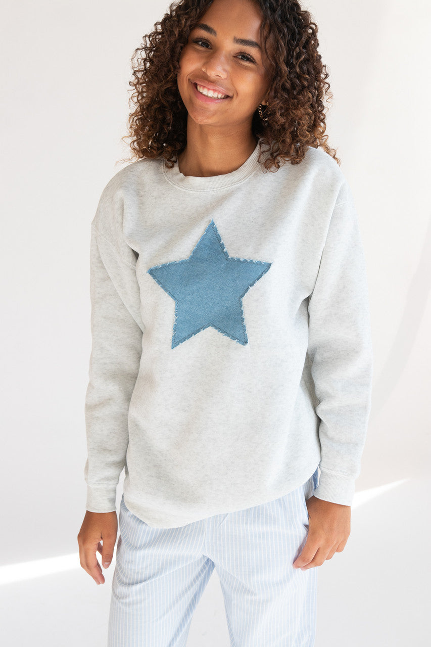 Denim Star Patch Sweatshirt