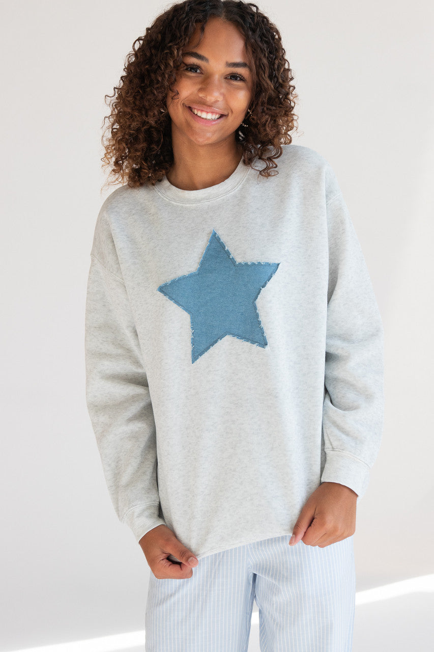 Denim Star Patch Sweatshirt