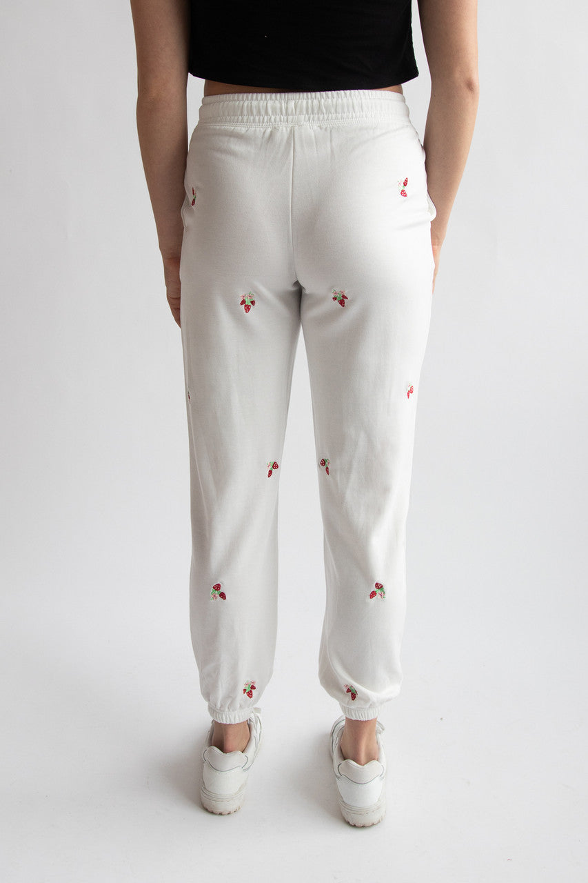 Mini Embroidered Strawberries Joggers