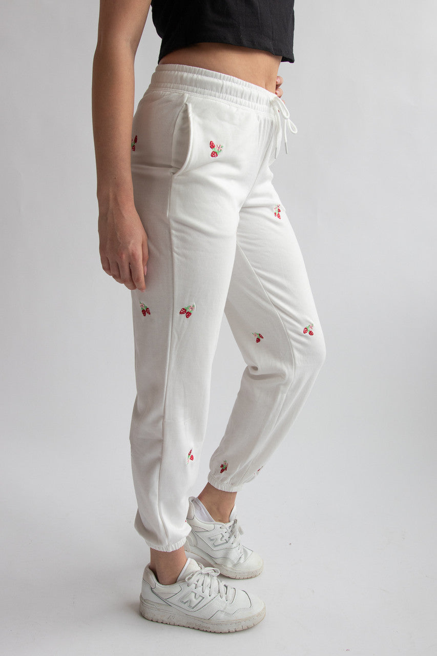 Mini Embroidered Strawberries Joggers