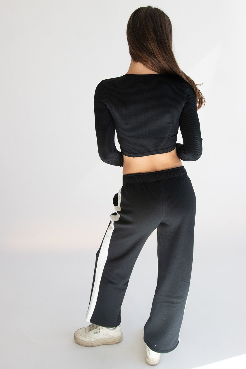 Side Stripe Wide Leg Sweatpants