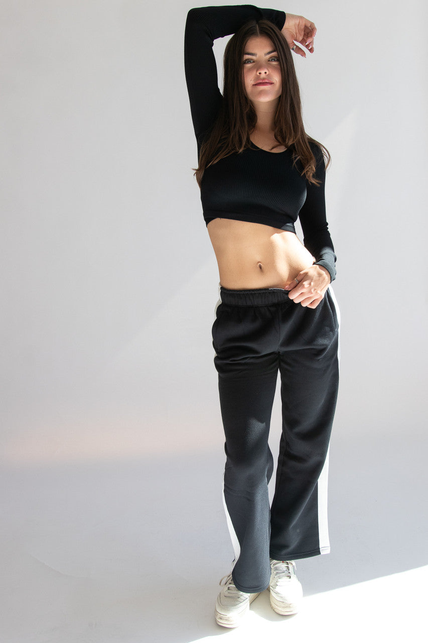 Side Stripe Wide Leg Sweatpants