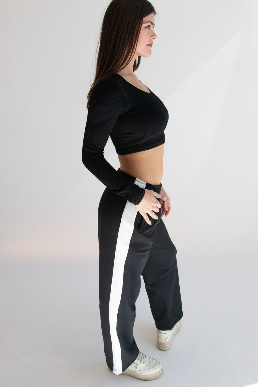 Side Stripe Wide Leg Sweatpants