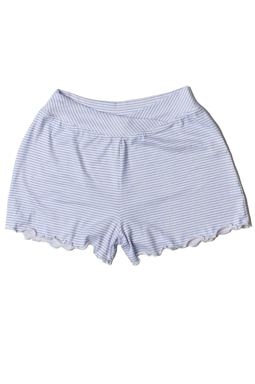 Blue Pinstripe Crossover Waist Lounge Shorts
