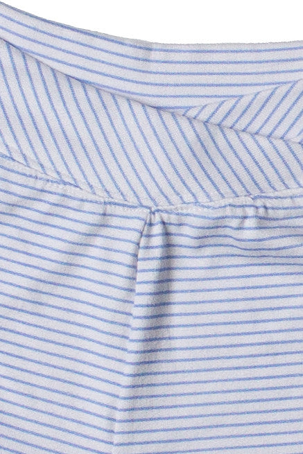 Blue Pinstripe Crossover Waist Lounge Shorts