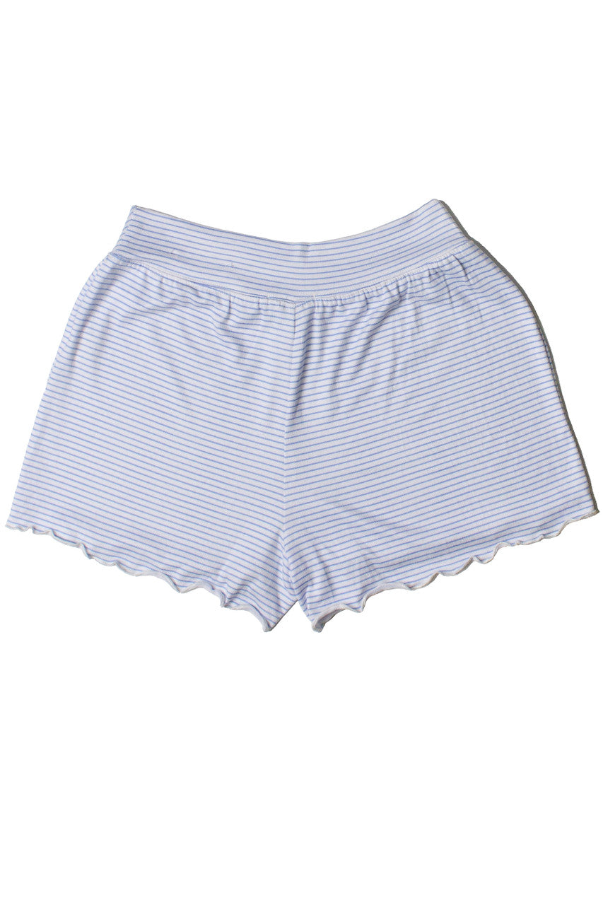Blue Pinstripe Crossover Waist Lounge Shorts