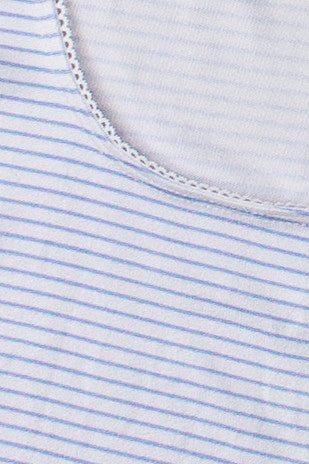 Pinstripe Picot Trim Tank Top - Blue