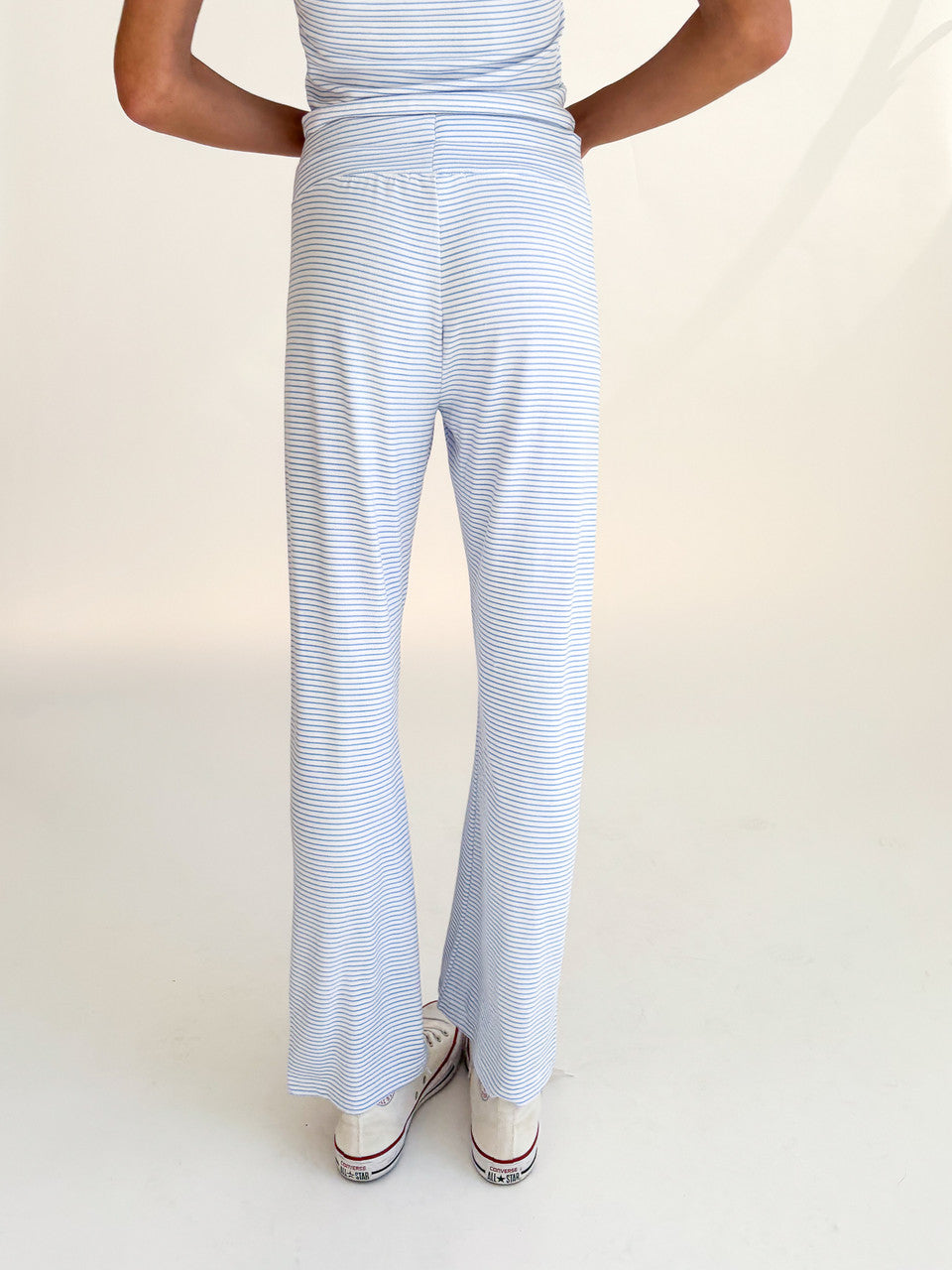 Blue Pinstripe Wide Leg Lounge Pants