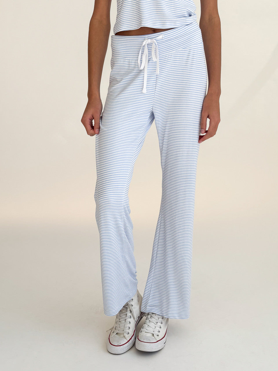 Blue Pinstripe Wide Leg Lounge Pants